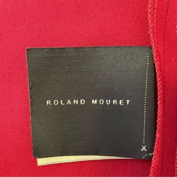 ROLAND MOURET Cutout One-Shoulder Asymmetric Drape Fitted Dress in Burgundy - Picture 7 of 11